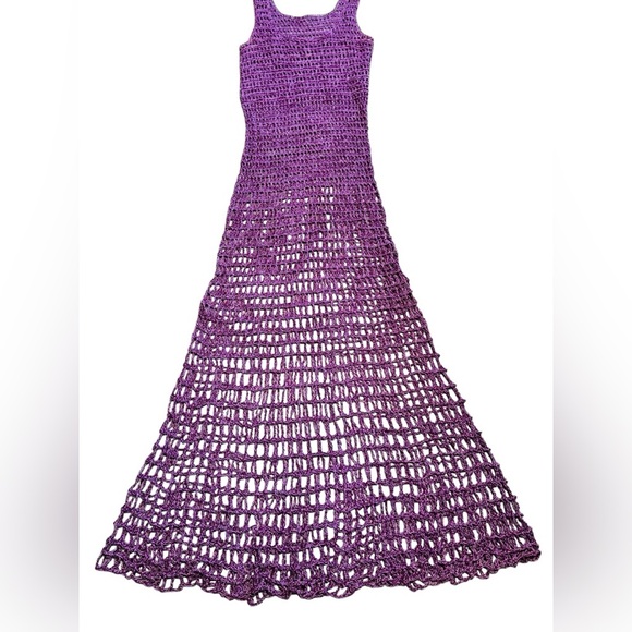 ALIX PINHO***Purple Crochet Maxi Dress***One Size $985 - Picture 3 of 5